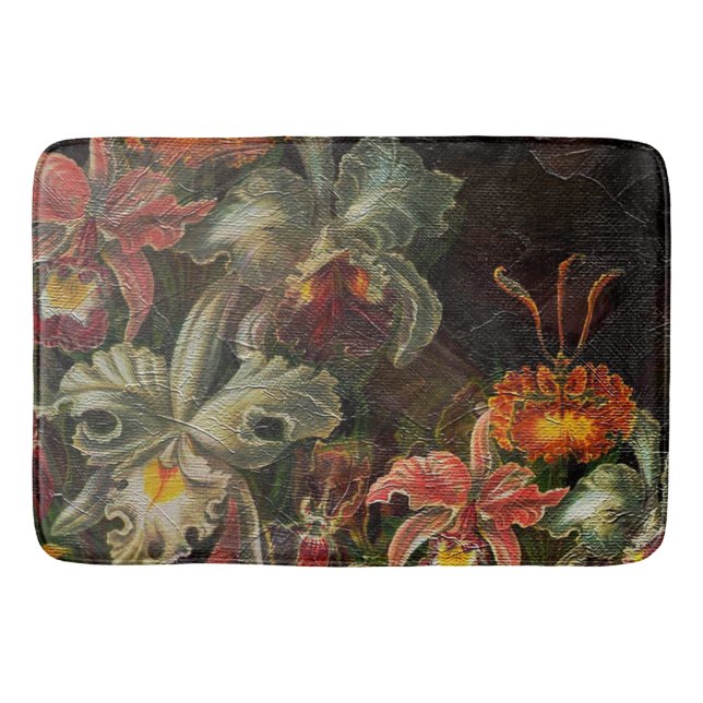 Earth Tone Vintage Flowers Bathroom Mat (Front)
