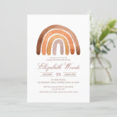 Earth Tone Watercolor Boho Rainbow Baby Shower  Invitation (Standing Front)