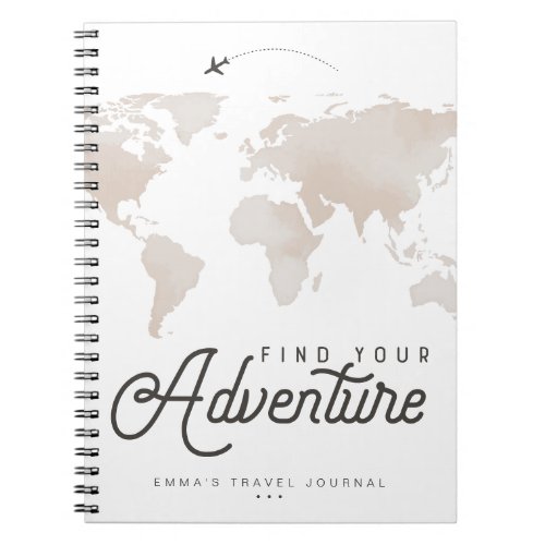 Earth Tone Watercolor Map Travel Journal Gift