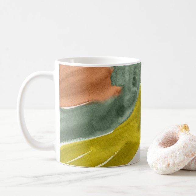 Earth Tone Watercolor Personalized Coffee Mug (With Donut)