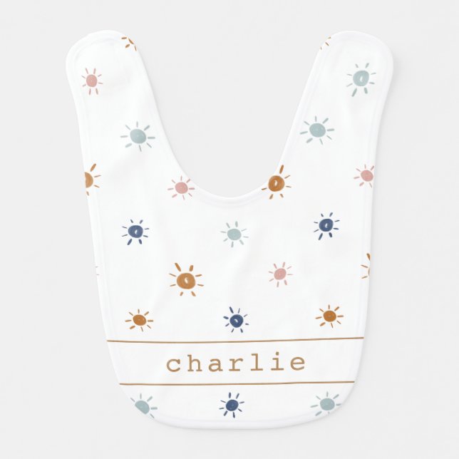 Earth Tone Watercolor Sunshines Custom Baby Bib (Front)