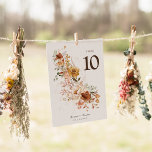 Earth Tone Wildflower Wedding Table Number Card<br><div class="desc">Earthy fall floral table number</div>