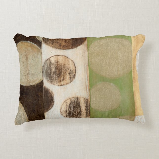 Earth Tone Wood Panel Painting with Circles Accent Pillow (Front)