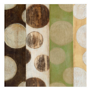 Earth Tone Wood Panel Painting with Circles Acrylic Print