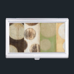 Earth Tone Wood Panel Painting with Circles Business Card Holder<br><div class="desc">Created by Norman Wyatt, Jr., this painting was made utilizing the French process known as Giclee to spray ink droplets onto a canvas. Get lost in the concentric circles, the melding of earth tone colors across the painting, or the wood panel look of the piece. A great purchase for anyone...</div>