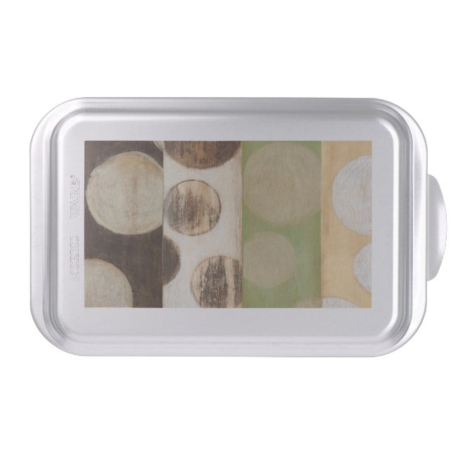 Earth Tone Wood Panel Painting with Circles Cake Pan (Front)