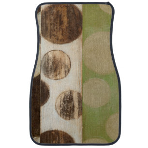 Earth Tone Wood Panel Painting with Circles Car Floor Mat
