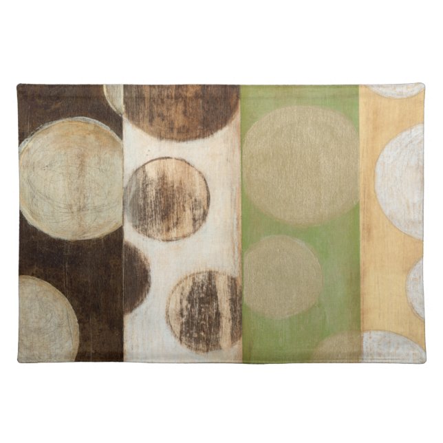 Earth Tone Wood Panel Painting with Circles Cloth Placemat (Front)