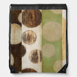 Earth Tone Wood Panel Painting with Circles Drawstring Bag