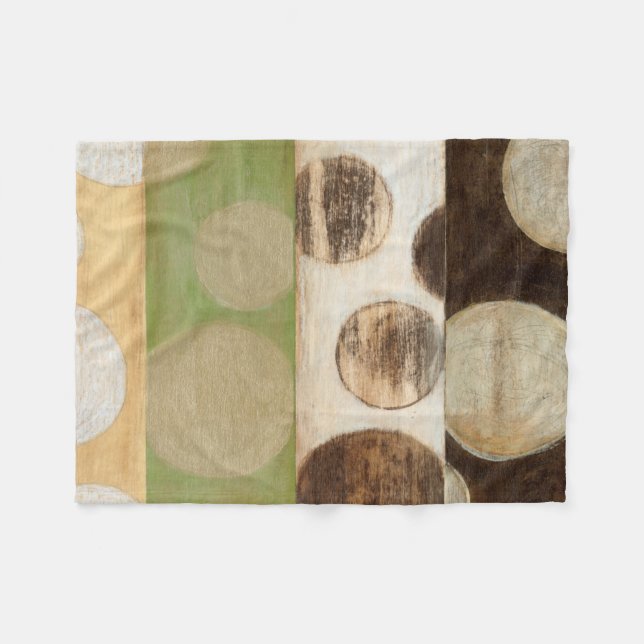 Earth Tone Wood Panel Painting with Circles Fleece Blanket (Front (Horizontal))