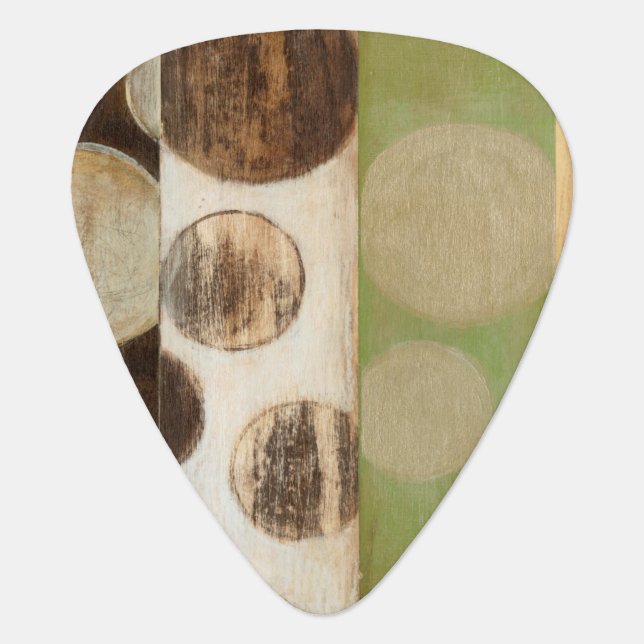 Earth Tone Wood Panel Painting with Circles Guitar Pick (Front)