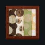 Earth Tone Wood Panel Painting with Circles Jewelry Box<br><div class="desc">Created by Norman Wyatt, Jr., this painting was made utilizing the French process known as Giclee to spray ink droplets onto a canvas. Get lost in the concentric circles, the melding of earth tone colors across the painting, or the wood panel look of the piece. A great purchase for anyone...</div>