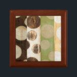 Earth Tone Wood Panel Painting with Circles Jewelry Box<br><div class="desc">Created by Norman Wyatt, Jr., this painting was made utilizing the French process known as Giclee to spray ink droplets onto a canvas. Get lost in the concentric circles, the melding of earth tone colors across the painting, or the wood panel look of the piece. A great purchase for anyone...</div>
