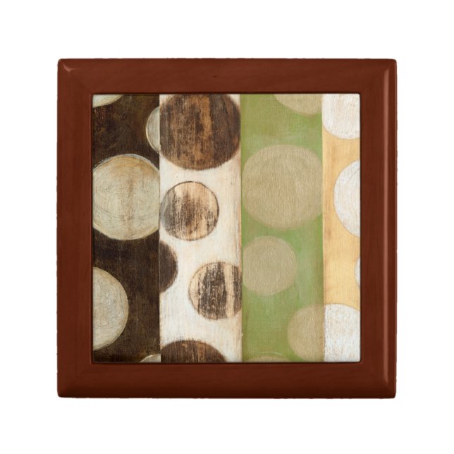 Earth Tone Wood Panel Painting with Circles Jewelry Box (Front)