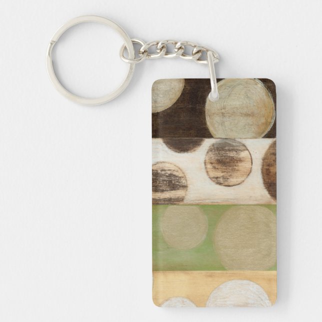 Earth Tone Wood Panel Painting with Circles Keychain (Front)