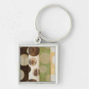 Earth Tone Wood Panel Painting with Circles Keychain