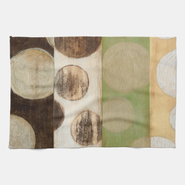 Earth Tone Wood Panel Painting with Circles Kitchen Towel (Horizontal)