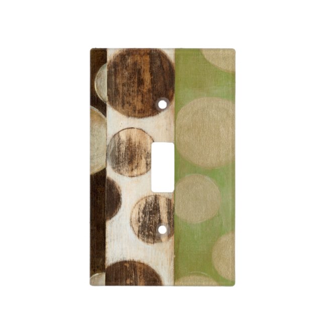 Earth Tone Wood Panel Painting with Circles Light Switch Cover (Front)
