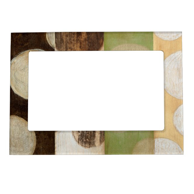 Earth Tone Wood Panel Painting with Circles Magnetic Frame (Front)