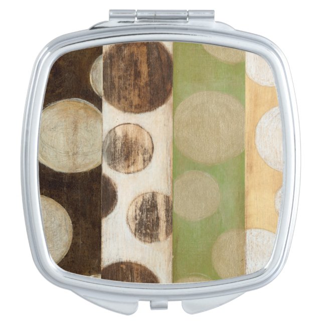 Earth Tone Wood Panel Painting with Circles Mirror For Makeup (Front)