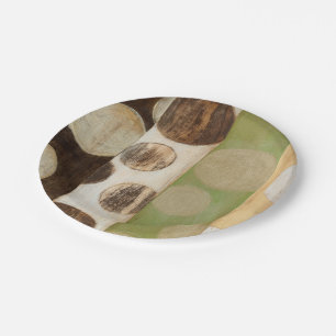 Earth Tone Wood Panel Painting with Circles Paper Plates