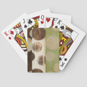 Earth Tone Wood Panel Painting with Circles Poker Cards
