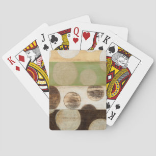 Earth Tone Wood Panel Painting with Circles Poker Cards