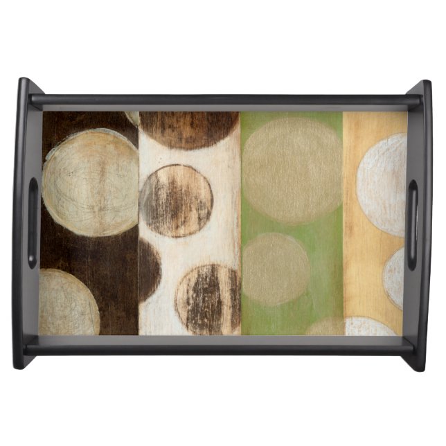 Earth Tone Wood Panel Painting with Circles Serving Tray (Front)