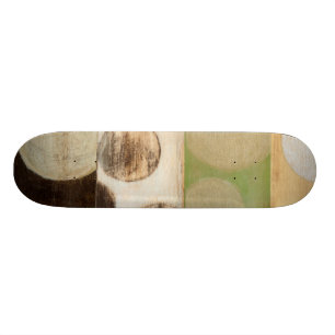 Earth Tone Wood Panel Painting with Circles Skateboard Deck