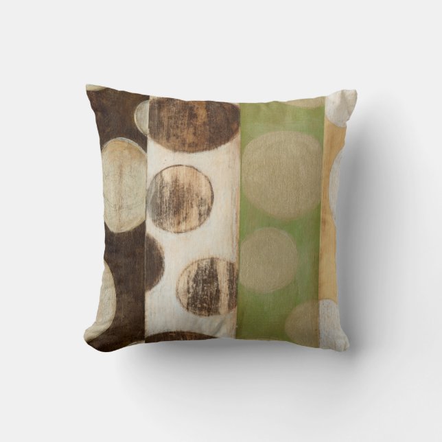 Earth Tone Wood Panel Painting with Circles Throw Pillow (Front)