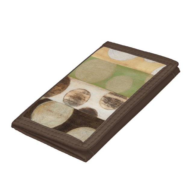 Earth Tone Wood Panel Painting with Circles Tri-fold Wallet (Bottom)