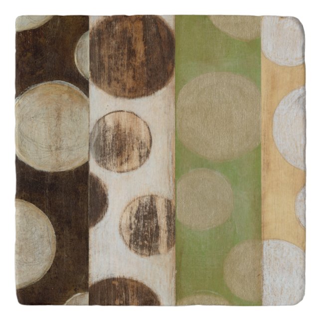 Earth Tone Wood Panel Painting with Circles Trivet (Front)