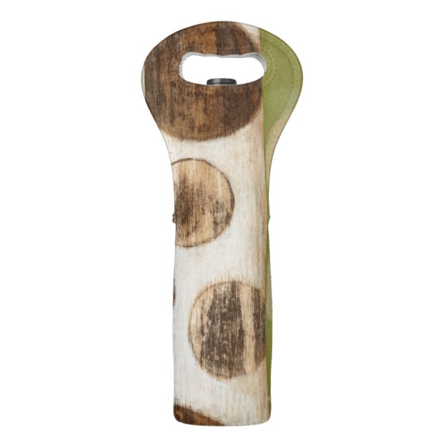 Earth Tone Wood Panel Painting with Circles Wine Bag (Back)