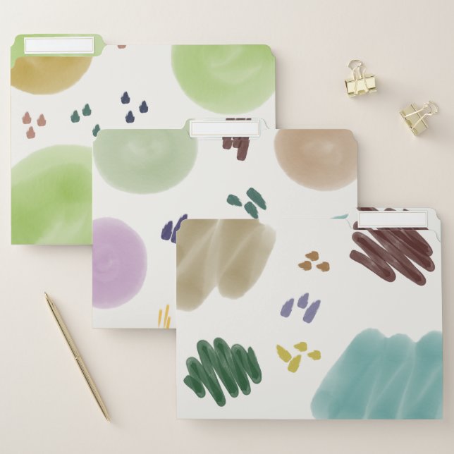 Earth-toned Abstract Brush stroke Pattern File Folder (Set)