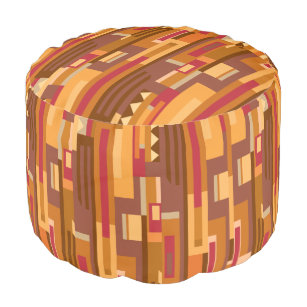 Earth toned abstract geometric pattern pouf