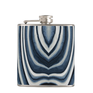 Earth Toned Blue Abstract Pattern Hip Flask