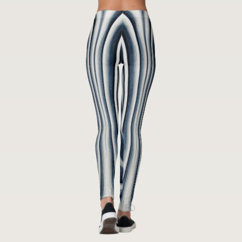 Earth Toned Blue Abstract Pattern Leggings