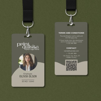 Earth Toned Event/Employee ID Card—QR Code Staff Badge