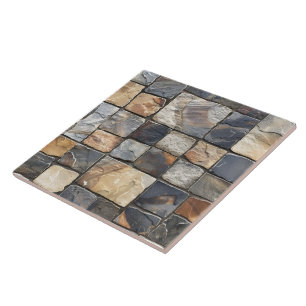 Earth-Toned Grouted Flagstone Tiles