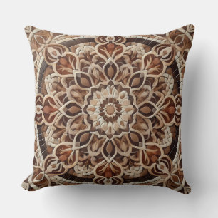 Earth-toned Mandala: Harmony of Nature Throw Pillow