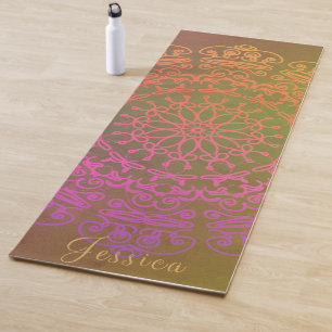 Earth-toned Mandala w/Name Yoga Mat