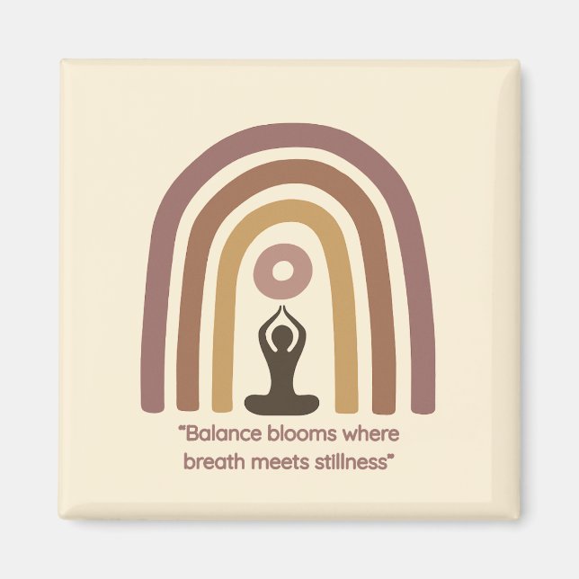 Earth-Toned Mindfulness Rainbow Yoga Design Magnet (Front)