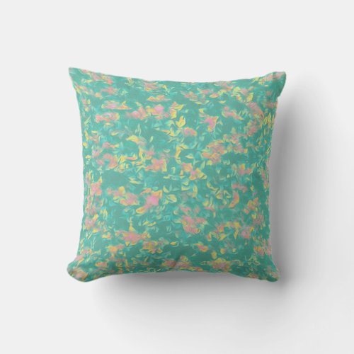 Earth Toned Multi_Color Floral Pattern Outdoor Pillow