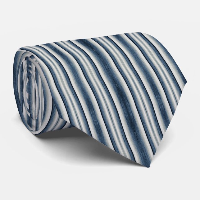 Earth Toned Navy Striped Neck Tie (Rolled)