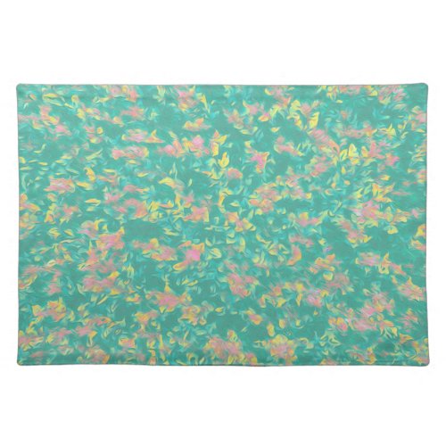 Earth Toned PinkGreenYellow Floral Pattern Placemat