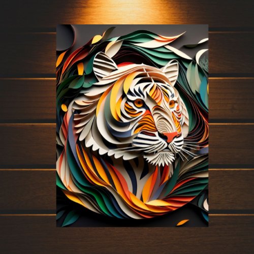 Earth_Toned Tiger A Paper Quilling Art Poster