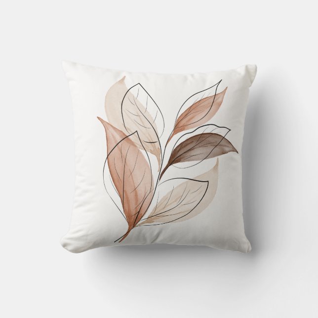 Earth-Toned Watercolor  Minimal Design Throw Pillow (Front)