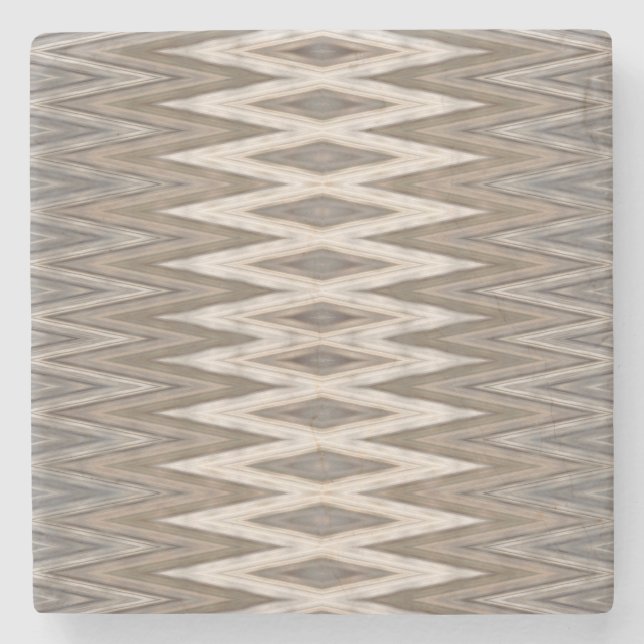 Earth Toned Wavy Pattern Stone Coaster (Front)