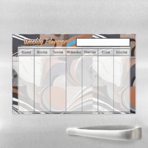 Earth tones abstract collage weekly planner magnetic dry erase sheet
