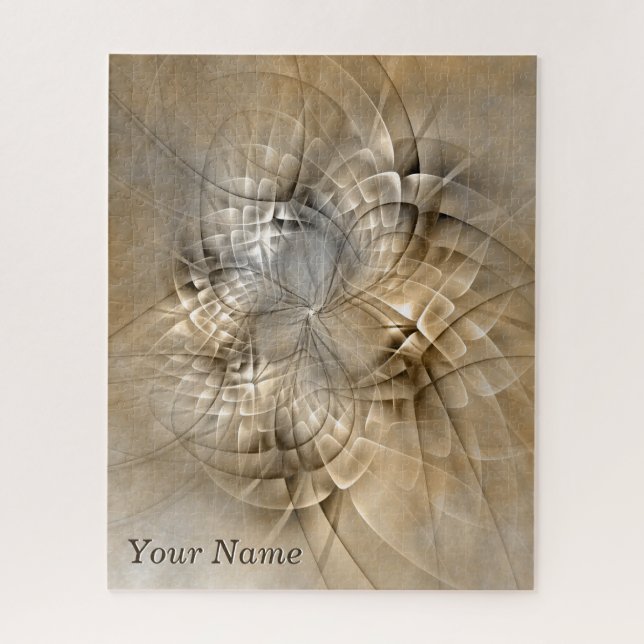Earth Tones Abstract Modern Fractal Art Name Jigsaw Puzzle (Vertical)